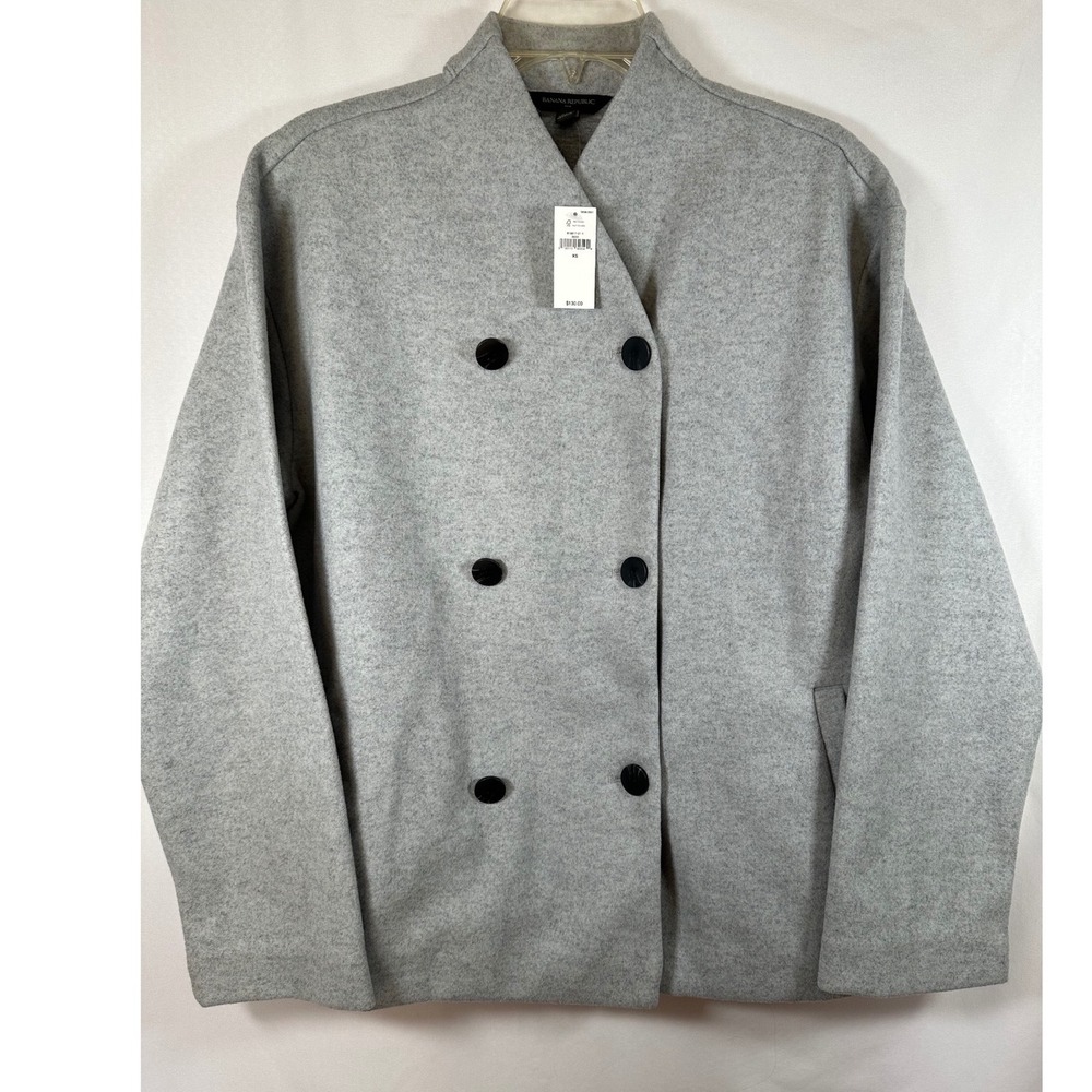 Banana Republic Factory Melton Double Breasted Jacket NWT Medium Grey Heather XS